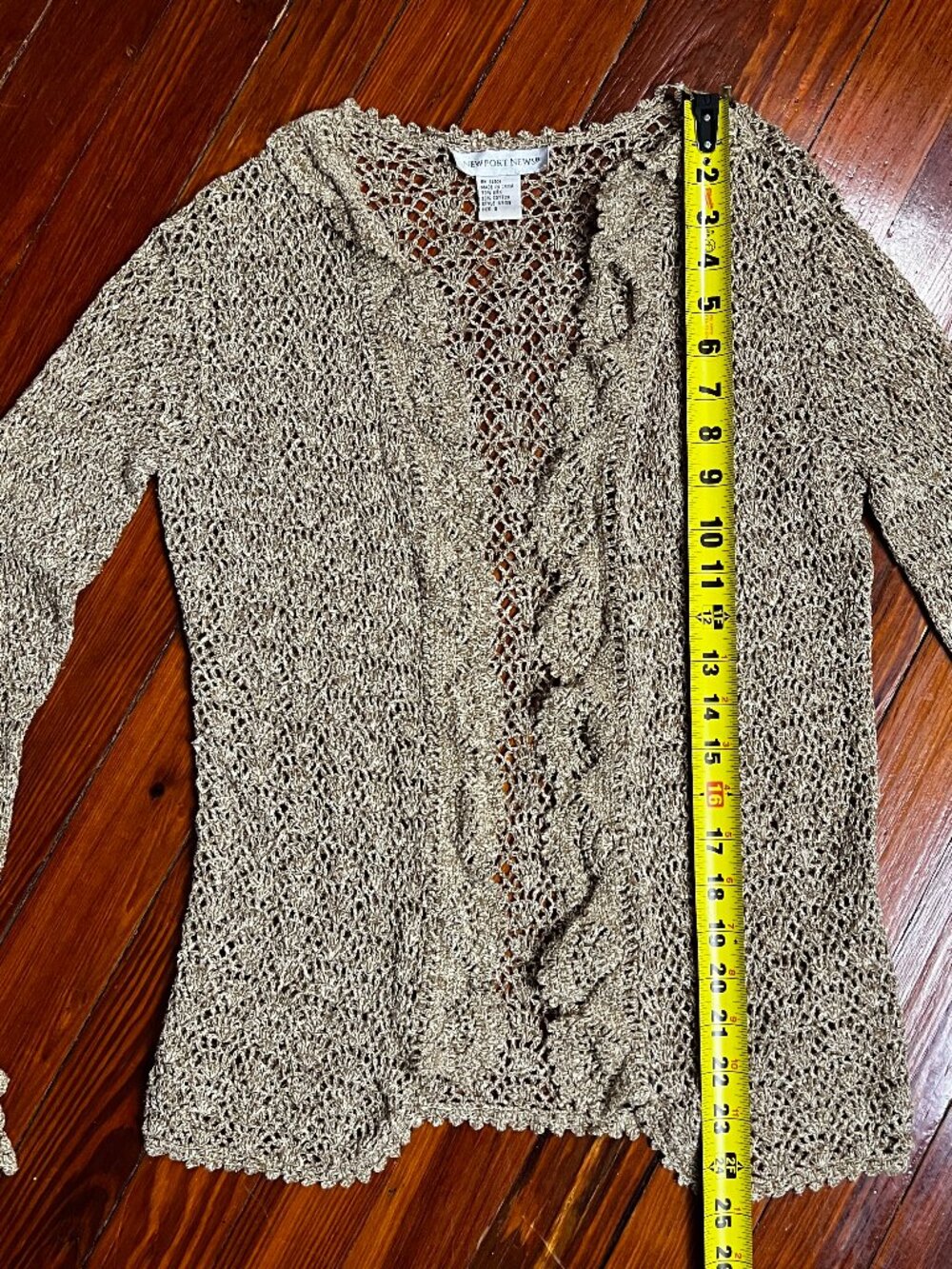 Gold Silk/Cotton Crochet Cardigan - Picture 8 of 11